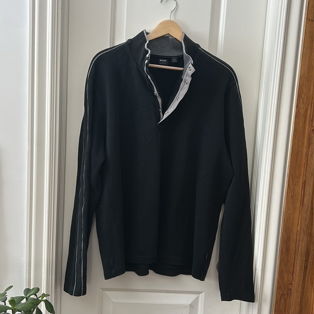 HUGO BOSS Longsleeve Black Quarter Zip. Size XXL
